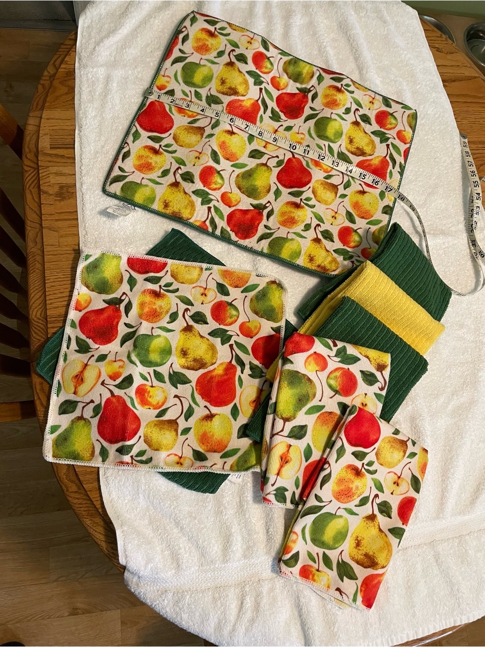 Fruit Print Kitchen Towel Set - Red, Green, Yellow